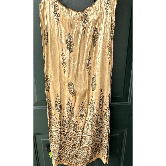 Saldarini Nieman Marcus Italian Woven Metallic Gold Wrap Scarf 19 x 70 Polished - Picture 3 of 7
